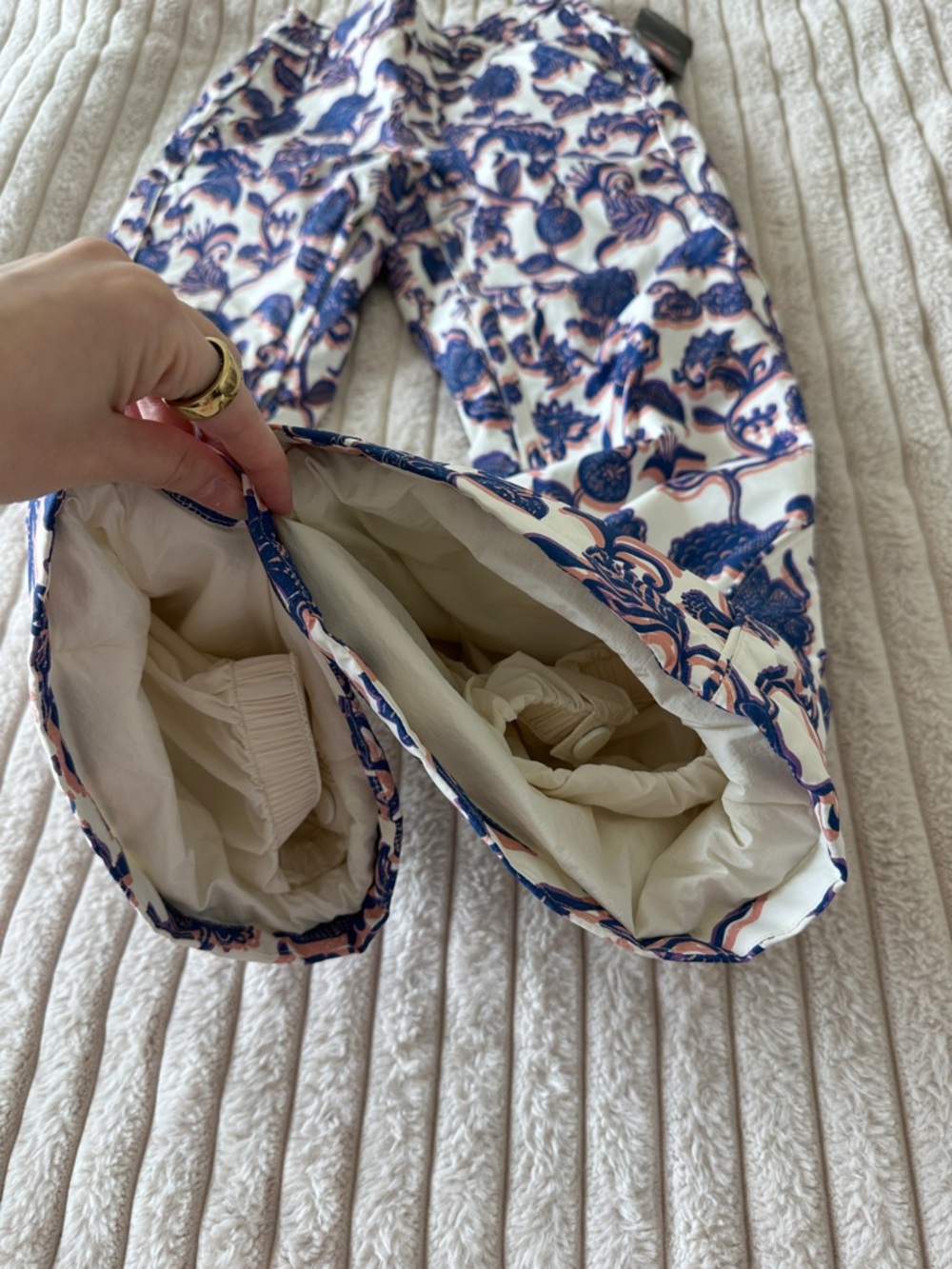 NWT Free People Floral Print Snow Pants | Blue Pink White Ski Snowboard Pant - Picture 8 of 17